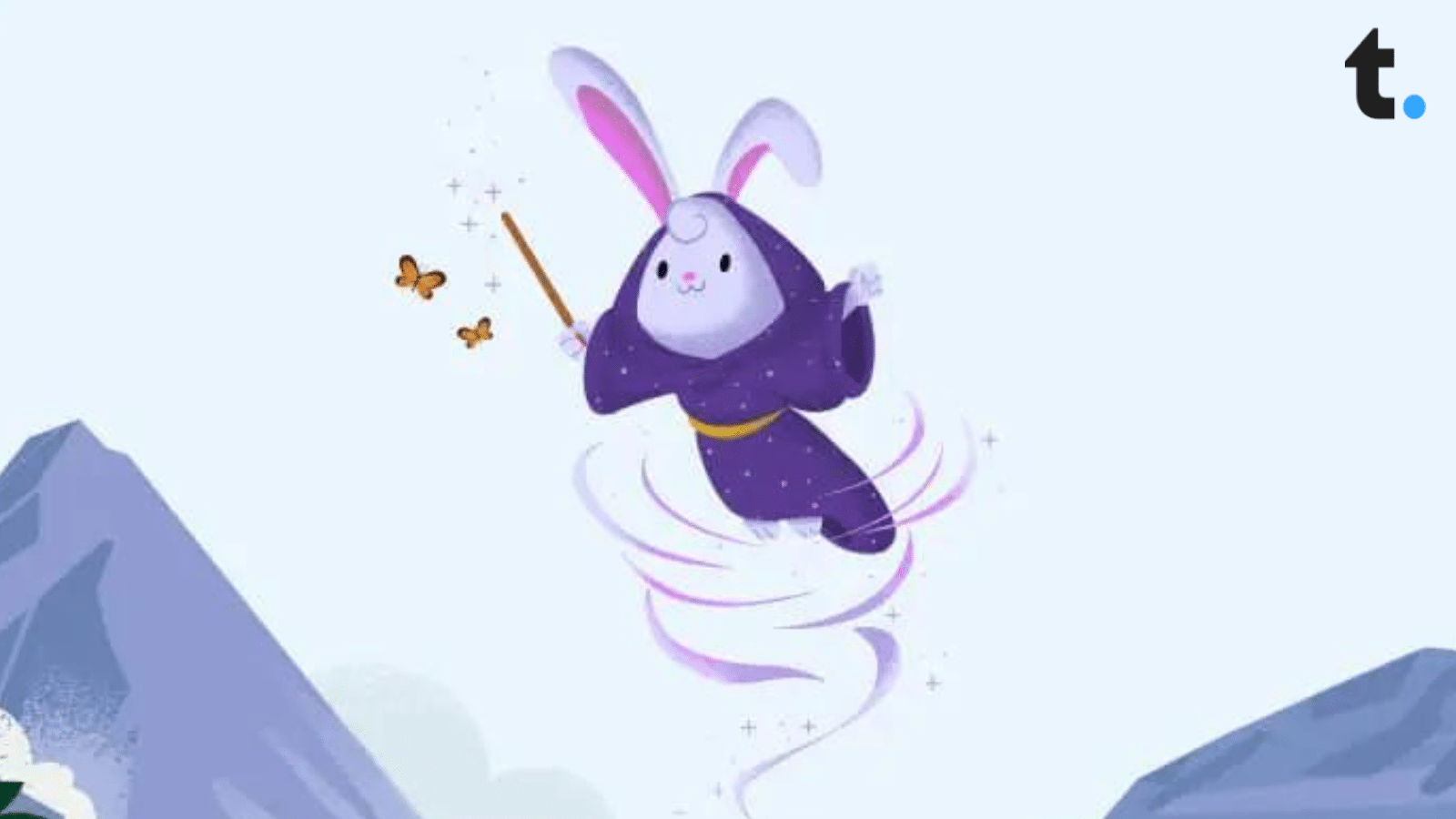 The Salesforce Genie rabbit flying in the sky with their magic wand