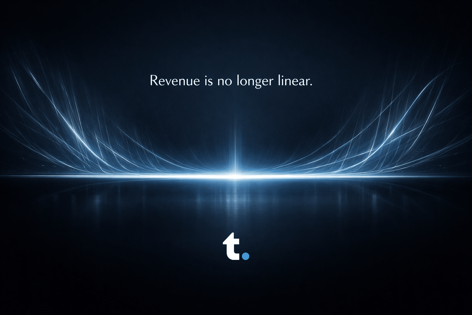 Abstract visual showing converging signals forming a stabilised horizontal control plane, representing non-linear revenue flows.