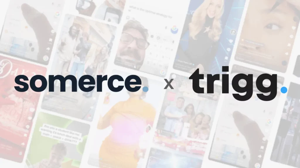 Somerce and Trigg Digital logos announcing a strategic AI collaboration focused on measurable growth
